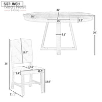 Dining Set, Round Table with a 16"W Leaf and 4 Upholstered Chairs for Dining Room and Living Room