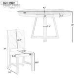 Dining Set, Round Table with a 16"W Leaf and 4 Upholstered Chairs for Dining Room and Living Room