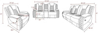 Leather Recliner Sofa Set with LED Lights, Living Room Furniture, Reclining Sofa, loveseat, Chair