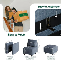 Modular Sectional Sofa w/ Reversible Chaise, L Shaped Sofa with Ottoman, 4 Seater Sectional Corner Couch