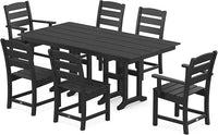 Lakeside Dining Set, Table and Chairs, 5-Piece, HDPE Outdoor Patio Furniture, Fade-Proof, Mahogany
