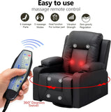 Recliner Chair Set, Leather Recliner Living Room Furniture Sets, Recliner Sofa Loveseat (Black,Living Room Set 3+2+1)