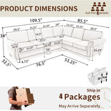 decoration and rolled armrests, living room L-shaped sofa, corner sofa, dark Gary