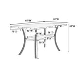 rectangular dining table, 6 high chairs, charcoal fabric cluster back tabletop chairs