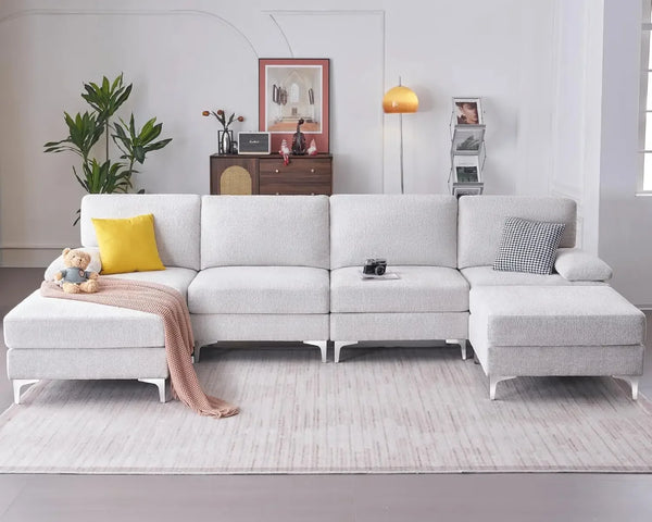 Sectional Couches with Ottomans- 6 Seater, U Shaped Sofa for Living Room, Oversize