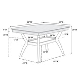 furniture set, a square dining table with shelves and 6 armchairs, coffee colored finish