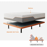 Queen Adjustable Bed Frame - 14“ Luxury Cool Gel Memory Foam Hybrid Mattress