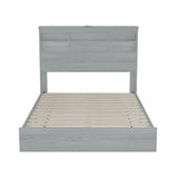 4-Pieces Bedroom Sets Queen Size Vintage Wooden Bed Frame with 2 Nightstands
