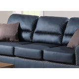 Living Room Furniture Black Bonded Leather 2pc Sofa Set