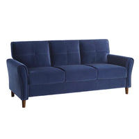Modern Living Room Sofa Set 2pcs Comfort Sofa Loveseat Plush Seatbacks Tufted Detail Blue Velvet Upholstery Solid Wood
