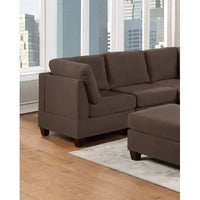 Living Room Furniture Corner Sectional Couch Grey Linen Like Fabric 3x Corner Wedge 2x Armless Chairs