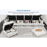 Living room combination sofa, modular convertible L-shaped, white 4-seater  furniture
