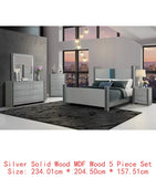 Bedroom Set - Silver Finish, Elegant & Stylish Design, Modern Bedroom Furniture Set