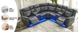 Power Recliner Sectional Sofa Couches With LED Light For Living Room, Reclining Couch Sets