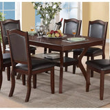 7pc Formal Dining Set with Solid Wood Table, Shelve & 6 Chairs