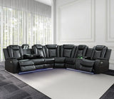 Power Recliner Sofa Sectional Couches with LED Light for Living Room,Leather Reclining