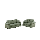 Sofa Set with Pillows, Square Arm Plush Couch & Loveseat for Classic Living Room