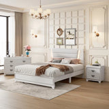 3-Pieces Bedroom Sets Queen Size Upholstered Bed with LED Lights, Nightstands and Dresser