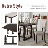 Dining Table and Chair Set with Special-shaped Legs  Seat Backs&Cushions for Dining Room Gary