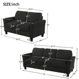 Loveseat Couch Sets 2 Pcs Sectional Sofa Set for Office, Bedroom  Living Room Furniture