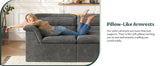 Sectional Couch with Ottoman Modern Upholstered Compressed Sofa Deep Seat, Comfy U-Shape Corduroy Couches