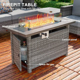 10 Piece Luxury Patio Furniture Set with 44" Fire Pit Table All Weather Outdoor Sectional with Thick Cushions