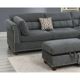 Set Sectional sofa Slate Color Velvet Fabric Reversible Chaise Sofa Sectional w Pillows