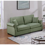 Sofa Set with Pillows, Square Arm Plush Couch & Loveseat for Classic Living Room