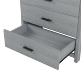 4-Pieces Bedroom Sets Queen Size Vintage Wooden Bed Frame with 2 Nightstands and 1 Dresser