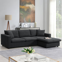 Modern Sectional Sofa, Couch Set with 2 Free pillows,4-seat Couch Set with Convertible ,Living Room