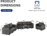 Faux Leather Fabric Modular Sectional Sofa Set with Storage, Armchair Loveseat