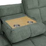 Reclining Sofa Set with Storage Console for Living Room (Green)