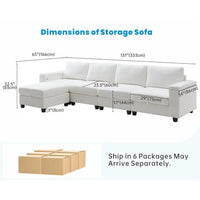Living room combination sofa, modular convertible L-shaped, white 4-seater  furniture
