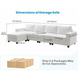 Living room combination sofa, modular convertible L-shaped, white 4-seater  furniture