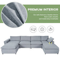 Upholstered Sectional Sofa Set, for Living Room