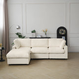 Sectional Sofas Modern Cloud Couch Chenille L-shaped Modular Sectional Sofa for Living Room 3 Seats Couch