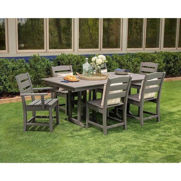 Lakeside Dining Set, Table and Chairs, 5-Piece, HDPE Outdoor Patio Furniture, Fade-Proof, Mahogany