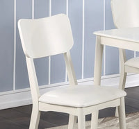 White Finish 5pc Dining Set Kitchen Dinette Wooden Top Table and Chairs Cushions Seats