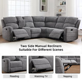 EBELLO Fabric L-Shaped Reclining Large Corner Sofa Sectional Sofa Couch for Living Room, with Padded Headrest