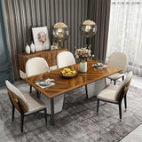71"Modern Wood Dining Table Kitchen Table for 6, Ebony Solid Wood Tabletop