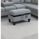 Segmented sofa set, footstool with storage, plush cushion sofa, gray linen sofa