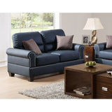Living Room Furniture Black Bonded Leather 2pc Sofa Set