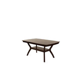 furniture set, a square dining table with shelves and 6 armchairs, coffee colored finish