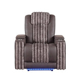 Power Reclining Sofa Loveseat Recliner Set with Power Headrest LED Lights