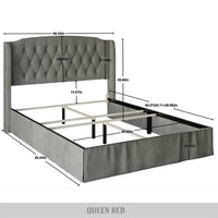 2 Piece Bedroom Set in Luxurious Velvet Wingback Panel Upholstered Bed queen