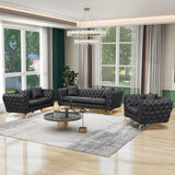 Modern 3-Piece Sofa Sets with Sturdy Metal Legs, Button Tufted Back,Three Seat Sofa, Loveseat