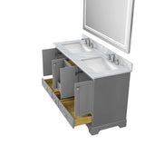 Gray Solid Wood Bathroom Vanity Set with Carrara White Natural Marble,Three Hole Faucet