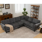 decoration and rolled armrests, living room L-shaped sofa, corner sofa, dark Gary