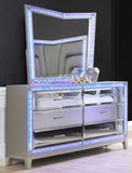 Bedroom Furniture Set Luxury 5 Pc Queen Bed Silver Nightstand  Dresser Chest Cabinet