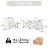 Loveseat Couch & Armchair Set, Modern Upholstered Chenille Cloud Furniture with 3 Pillows for Living